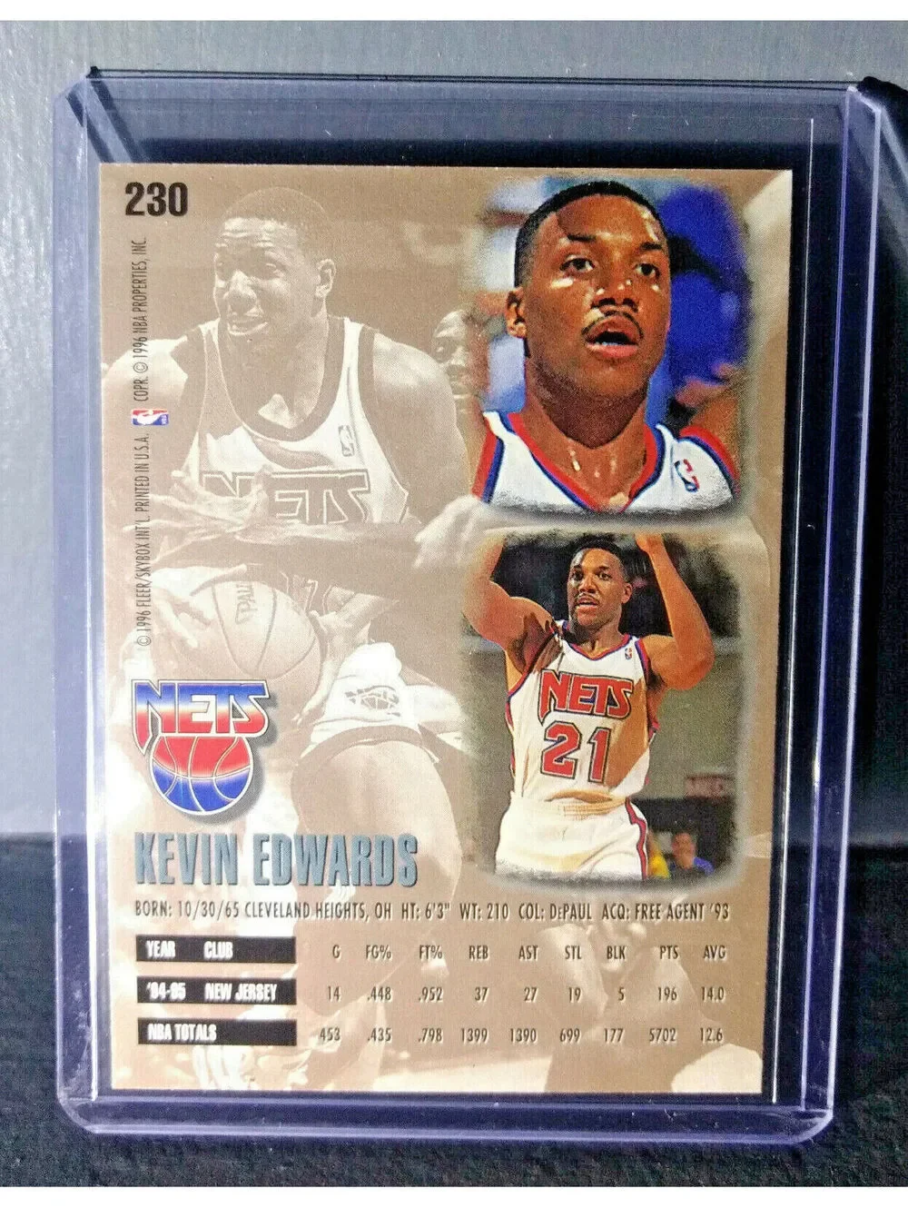 1995-96 Kevin Edwards Fleer Ultra #230 Basketball Card
